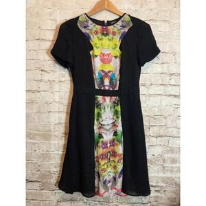 Prabal Gurung Target Dress Womens 2 Black Orchid Floral Print A Line Stretch